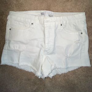 White mid rise shorts. Super cute!!!